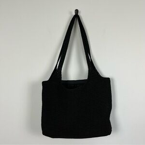 The Sak Black Woven Purse Zipper Wicker Bag